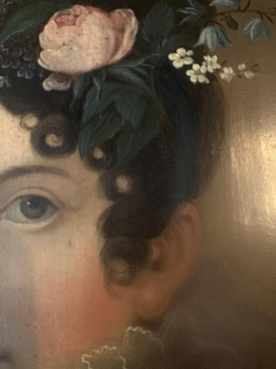 TABLEAU époque 18ème, PORTAIT FEMME A LA ROBE DECHIREE