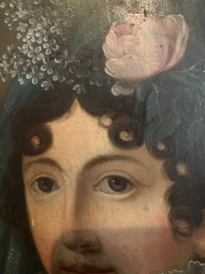 TABLEAU époque 18ème, PORTAIT FEMME A LA ROBE DECHIREE