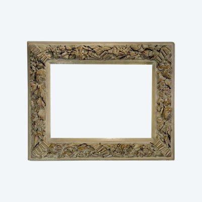 ANCIENT 19th CENTURY FRAME IN WOOD AND PAINTED STUC FOR PAINTING 35 CM X 26 CM