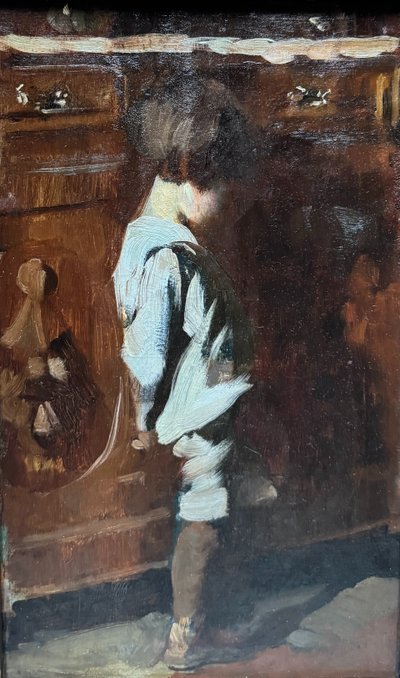 Französische Schule des Impressionismus - Kind mit Kommode, circa 1890