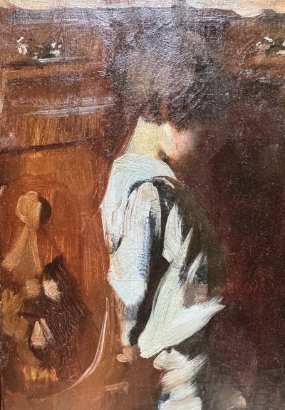 Französische Schule des Impressionismus - Kind mit Kommode, circa 1890