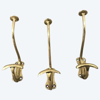 Ensemble de trois porte manteaux, patères en bronze d'époque 19 ème 