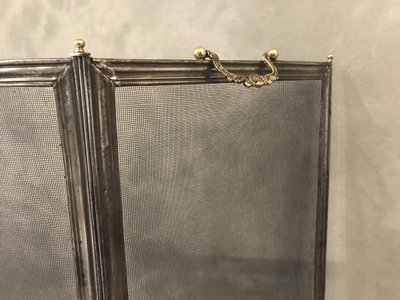 Kleiner, alter Kaminfeuerschirm aus Eisen aus dem 19.
