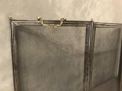 Kleiner, alter Kaminfeuerschirm aus Eisen aus dem 19.