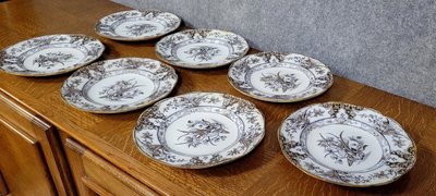 Set of 6 plates plus 1 in early 20th century English porcelain