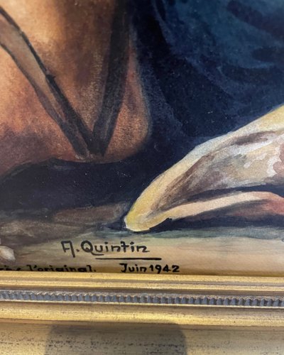 Grand tableau décoratif représentant une mère allaitant son enfant 
