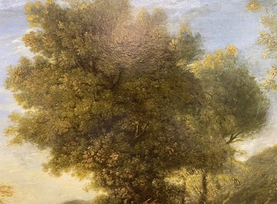 Öl auf Leinwand aus dem 17. Jahrhundert, das eine belebte Landschaft darstellt.