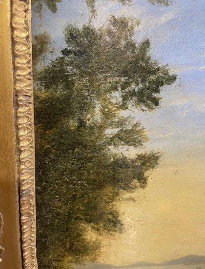 Öl auf Leinwand aus dem 17. Jahrhundert, das eine belebte Landschaft darstellt.