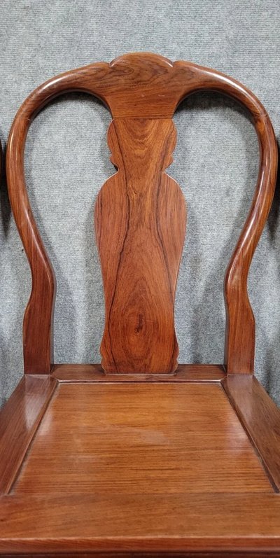 Asie XXeme: Series of 6 solid exotic wood chairs circa 1940