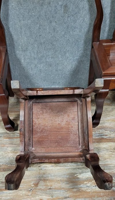 Asie XXeme: Series of 6 solid exotic wood chairs circa 1940