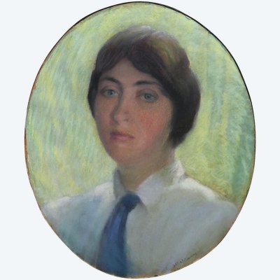 École FRANÇAISE circa 1910-1920, Portrait de femme à la cravate