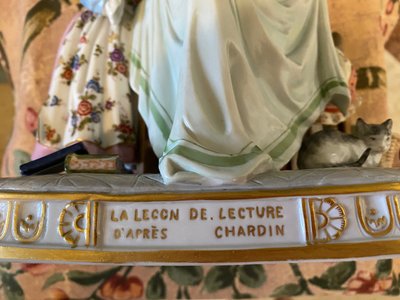 The Writing Lesson. After Chardin. Early 20th century porcelain. 18th century style. Capodimonte.