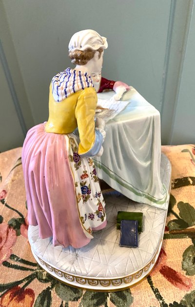 The Writing Lesson. After Chardin. Early 20th century porcelain. 18th century style. Capodimonte.