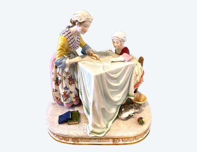 The Writing Lesson. After Chardin. Early 20th century porcelain. 18th century style. Capodimonte.