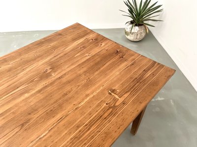 Table de ferme des années 50, chêne et pin