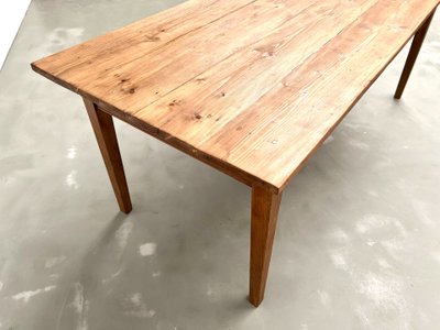 Table de ferme des années 50, chêne et pin
