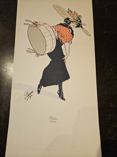 L'illustrateur Art Nouveau PLUM  Santos  - 1910 " Les chapeaux aéroplanes à PARIS  -  9 aquarelles 