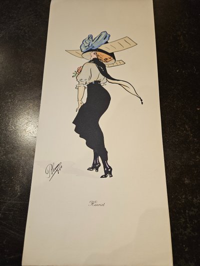 L'illustrateur Art Nouveau PLUM  Santos  - 1910 " Les chapeaux aéroplanes à PARIS  -  9 aquarelles 
