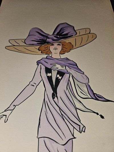 L'illustrateur Art Nouveau PLUM  Santos  - 1910 " Les chapeaux aéroplanes à PARIS  -  9 aquarelles 