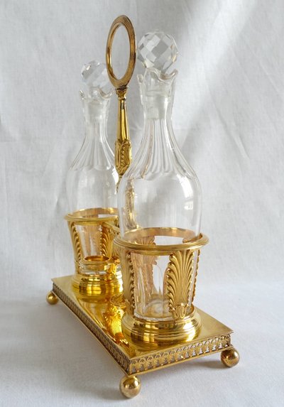 Empire oil and vinegar cruet in vermeil (solid silver gilded with gold) - Vieillard hallmark