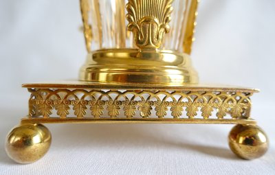 Empire oil and vinegar cruet in vermeil (solid silver gilded with gold) - Vieillard hallmark