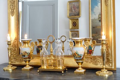 Empire oil and vinegar cruet in vermeil (solid silver gilded with gold) - Vieillard hallmark