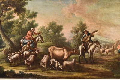 Christian Reder (Leipzig 1656 - Rome 1729) , Paysage avec idylle pastorale