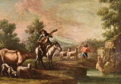 Christian Reder (Leipzig 1656 - Rome 1729) , Paysage avec idylle pastorale