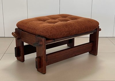 Scandinavian oak armchair and ottoman, 60s
