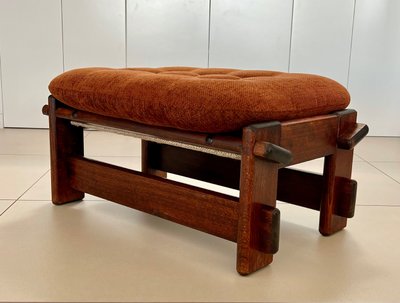 Scandinavian oak armchair and ottoman, 60s
