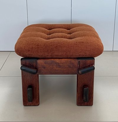 Scandinavian oak armchair and ottoman, 60s