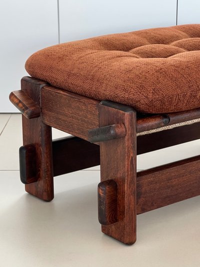 Scandinavian oak armchair and ottoman, 60s