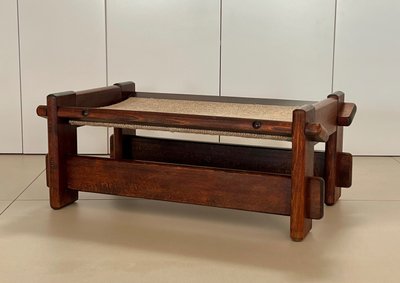Scandinavian oak armchair and ottoman, 60s