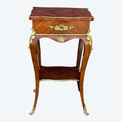 TABLE D APPOINT EN MARQUETERIE ORNÉE DE BRONZE DORÉ ÉPOQUE NAPOLÉON III