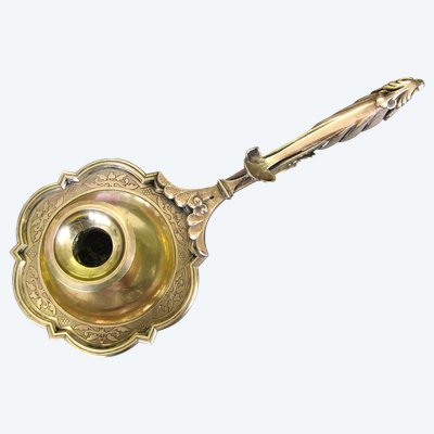 Bronze bishop candlestick with episcopal hand.