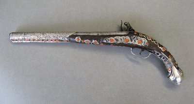 Pistola orientale a pietra focaia Impero Ottomano XIX secolo.