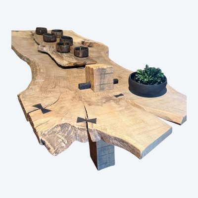 Table basse ( salon) reconstruit avec du vieux chêne datant des années 1950(environ)