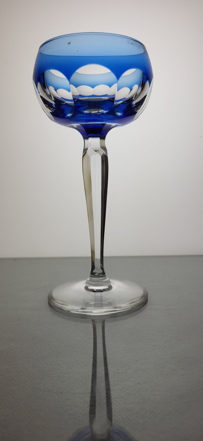 6 Val Saint Lambert crystal colored wine glasses