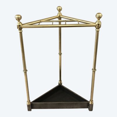 Porte parapluies en laiton d'époque 19 ème en forme de triangle 