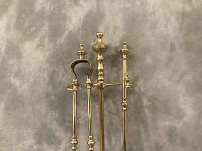 Serviteur de cheminée ancien en laiton d'époque 19 ème 