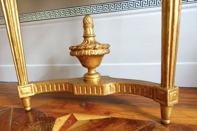 Console d'applique demi-lune d'époque Louis XVI en bois sculpté et doré vers 1780