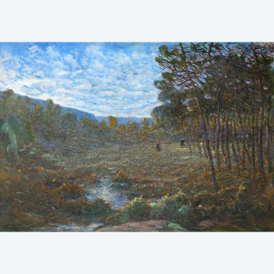 Julien Calvé, Pauillac, Landschaft der Médoc-Heide bei Peyblancan Gemälde Salon 1924 Bordeaux