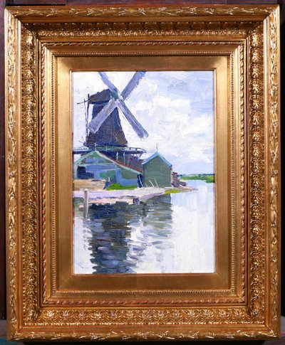 Georges BUYSSE 1864-1916 Mill in Belgium, painting, 1888 Impressionism Art Nouveau landscape