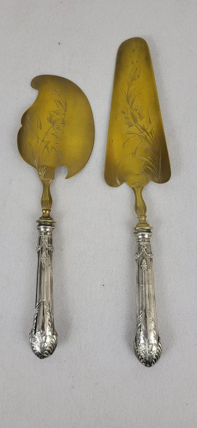 Silver Vermeil Art Nouveau pie server and cake server