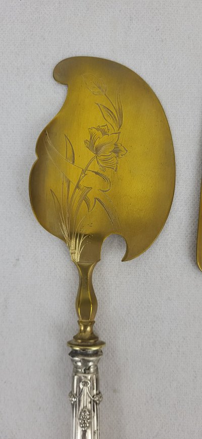 Silver Vermeil Art Nouveau pie server and cake server
