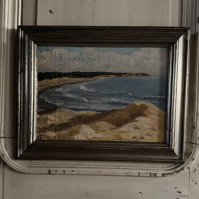 Oil on panel by M. Suilhor, beachfront, 20th century