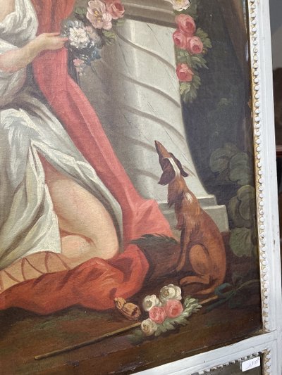 Louis XVI period trumeau with decoration of an allegory of love