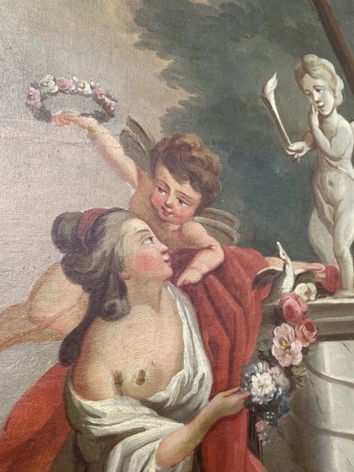 Louis XVI period trumeau with decoration of an allegory of love