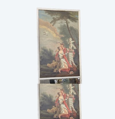 Louis XVI period trumeau with decoration of an allegory of love