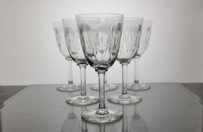 6 Baccarat crystal water/wine glasses, Molière model